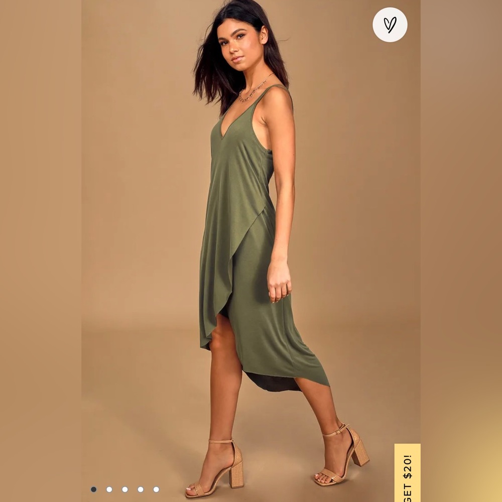 Olive green high-low dress
